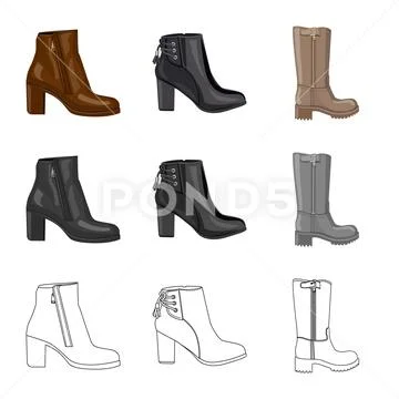 Isolated object of footwear and woman logo. Set of footwear and foot stock Stock Illustration