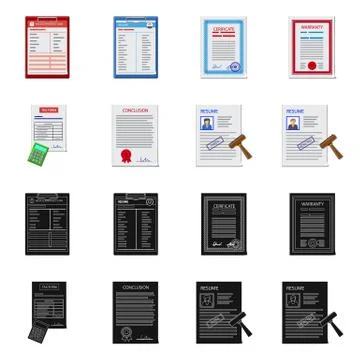 Isolated object of form and document symbol. Collection of form and mark vector Illustrazione stock