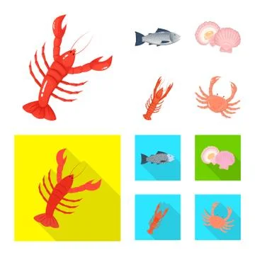 Isolated object of fresh and restaurant symbol. Collection of fresh and marine Stock Illustration