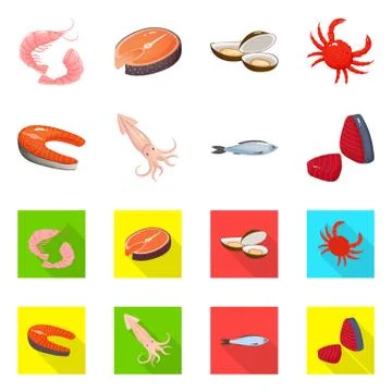 Isolated object of fresh and restaurant icon. Collection of fresh and marine Stock Illustration