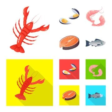 Isolated object of fresh and restaurant icon. Collection of fresh and marine Stock Illustration