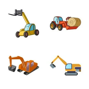 Isolated object of front and excavator logo. Set of front and bucket stock Stock Illustration