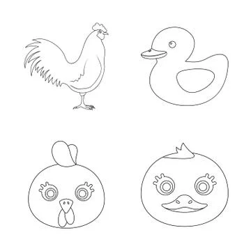 Isolated object of funny and poultry symbol. Set of funny and farming vector Illustrazione stock