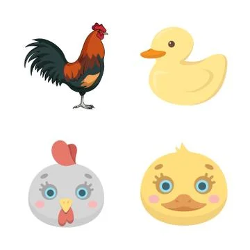 Isolated object of funny and poultry sign. Set of funny and farming vector icon Illustrazione stock