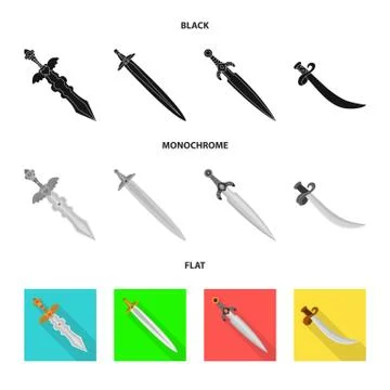 Isolated object of game and armor sign. Set of game and blade stock symbol for イラスト素材