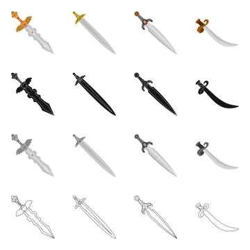 Isolated object of game and armor logo. Set of game and blade vector icon for 스톡 일러스트