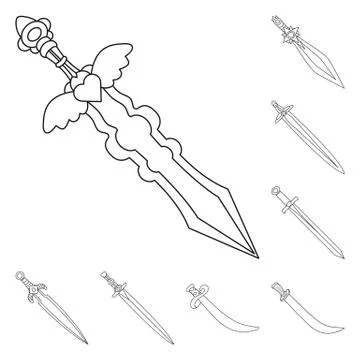 Isolated object of game and armor logo. Set of game and blade stock symbol for Illustrazione stock