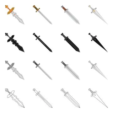 Isolated object of game and armor logo. Set of game and blade stock symbol for 스톡 일러스트