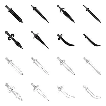 Isolated object of game and armor sign. Set of game and blade stock vector Stock Illustration