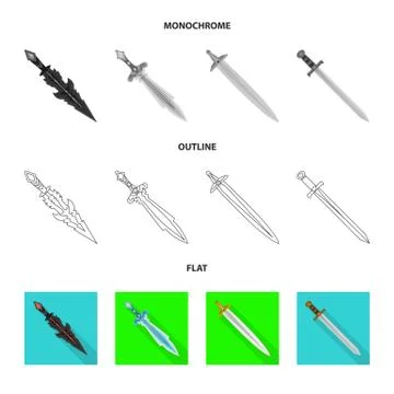 Isolated object of game and armor sign. Set of game and blade stock vector イラスト素材