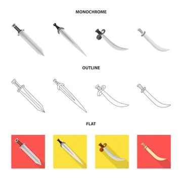 Isolated object of game and armor logo. Set of game and blade vector icon for Illustration