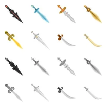 Isolated object of game and armor logo. Set of game and blade stock symbol for Stock Illustration