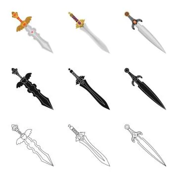 Isolated object of game and armor sign. Set of game and blade vector icon for イラスト素材