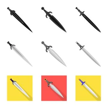 Isolated object of game and armor logo. Collection of game and blade stock Stock Illustration