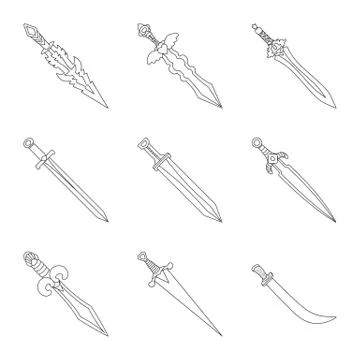 Isolated object of game and armor logo. Set of game and blade stock vector Stock Illustration