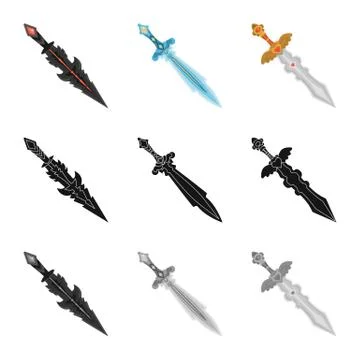 Isolated object of game and armor logo. Set of game and blade vector icon for 스톡 일러스트