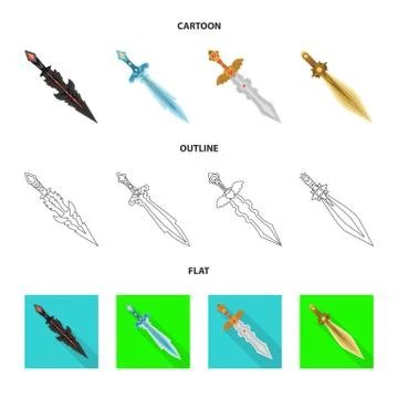 Isolated object of game and armor sign. Set of game and blade vector icon for イラスト素材