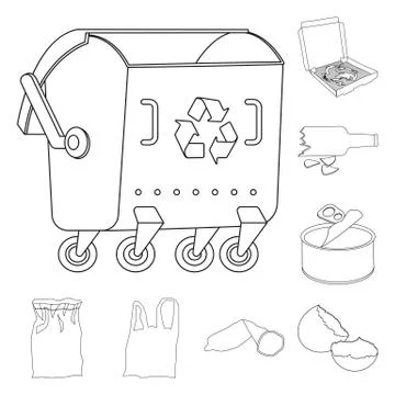 Isolated object of garbage and ecology icon. Set of garbage and recycling stock Stock Illustration