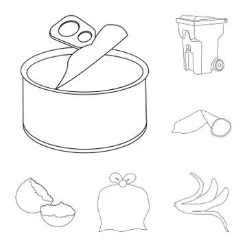 Isolated object of garbage and ecology logo. Set of garbage and recycling vector Stock Illustration