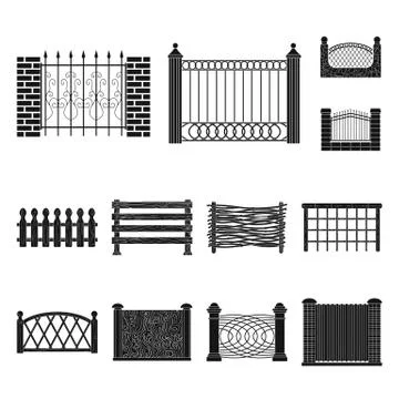 Isolated object of gate and fence sign. Collection of gate and wall stock vector 스톡 일러스트