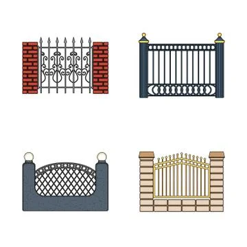 Isolated object of gate and fence icon. Set of gate and wall stock vector 스톡 일러스트