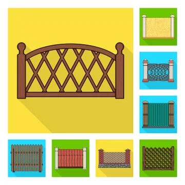 Isolated object of gate and fence logo. Set of gate and wall stock vector Stock Illustration