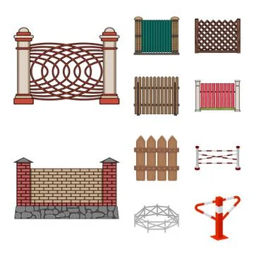 Isolated object of gate and fence sign. Collection of gate and wall stock symbol Stock Illustration