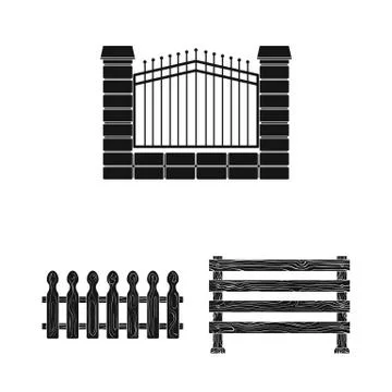 Isolated object of gate and fence icon. Set of gate and wall stock vector 스톡 일러스트