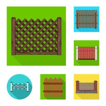 Isolated object of gate and fence icon. Set of gate and wall stock vector 스톡 일러스트