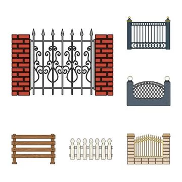 Isolated object of gate and fence icon. Set of gate and wall stock vector Stock Illustration