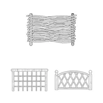 Isolated object of gate and fence icon. Set of gate and wall vector icon for Illustrazione stock