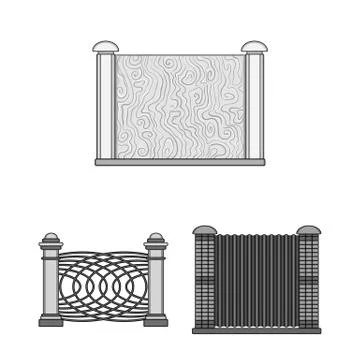 Isolated object of gate and fence sign. Collection of gate and wall vector icon Stock Illustration
