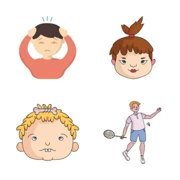 Isolated object of girl and boy  sign. Collection of girl and school stock vecto Stock Illustration