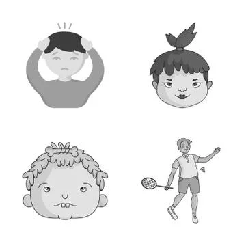 Isolated object of girl and boy  icon. Set of girl and school stock symbol fo Stock Illustration