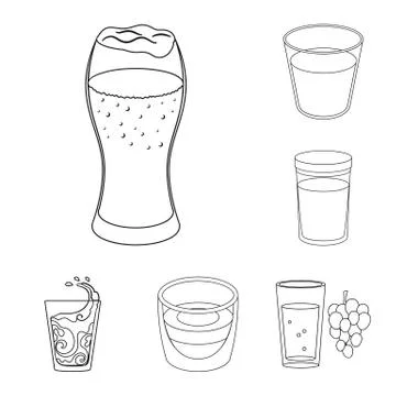 Isolated object of glass  and transparent  icon. Set of glass  and empty  s Stock Illustration