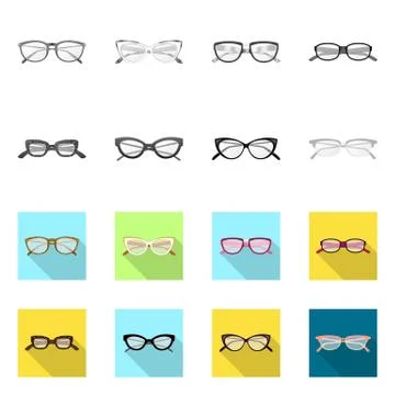 Isolated object of glasses and frame sign. Collection of glasses and accessory Stock Illustration
