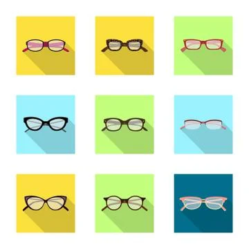 Isolated object of glasses and frame icon. Set of glasses and accessory stock Stock-Illustration
