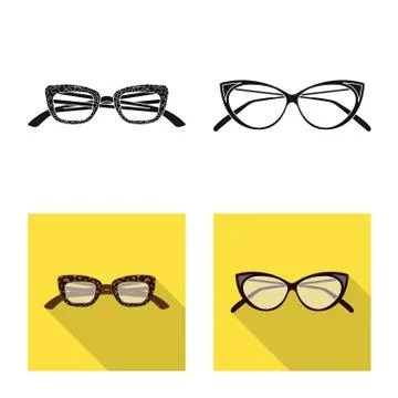 Isolated object of glasses and frame icon. Collection of glasses and accessory Stock Illustration