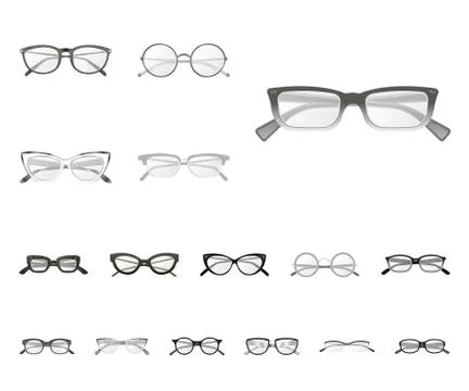 Isolated object of glasses and frame symbol. Collection of glasses and accessory Stock Illustration