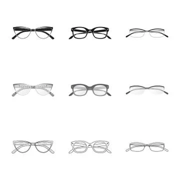 Isolated object of glasses and frame logo. Set of glasses and accessory stock Stock-Illustration