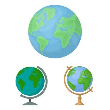 Isolated object of globe and world sign. Collection of globe and earth stock Stock Illustration