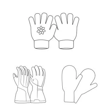 Isolated object of glove and winter symbol. Set of glove and equipment vector Stockillustratie