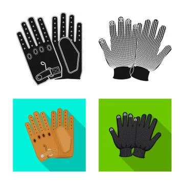 Isolated object of glove and winter sign. Set of glove and equipment stock Stock Illustration