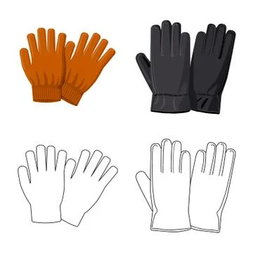 Isolated object of glove and winter symbol. Collection of glove and equipment Stock Illustration