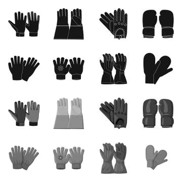 Isolated object of glove and winter symbol. Collection of glove and equipment Stock Illustration