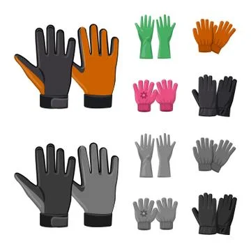 Isolated object of glove and winter logo. Set of glove and equipment stock Stock Illustration
