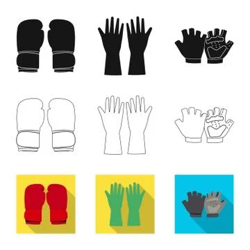 Isolated object of glove and winter symbol. Set of glove and equipment stock Stock Illustration