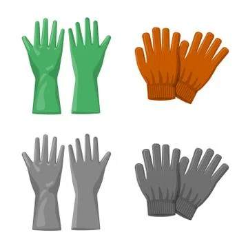 Isolated object of glove and winter sign. Collection of glove and equipment Stock Illustration