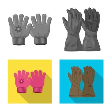 Isolated object of glove and winter sign. Collection of glove and equipment Stock Illustration