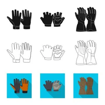 Isolated object of glove and winter sign. Set of glove and equipment stock Stock Illustration